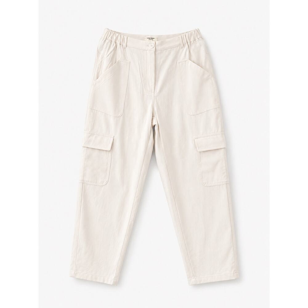 NWT Max Studio London Ivory Cargo Utility Pants Relaxed Tapered Casual Trousers - Picture 2 of 7